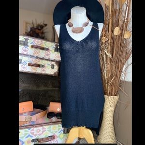 CHOCOLATE- Black Open Knit Beach Cover Up